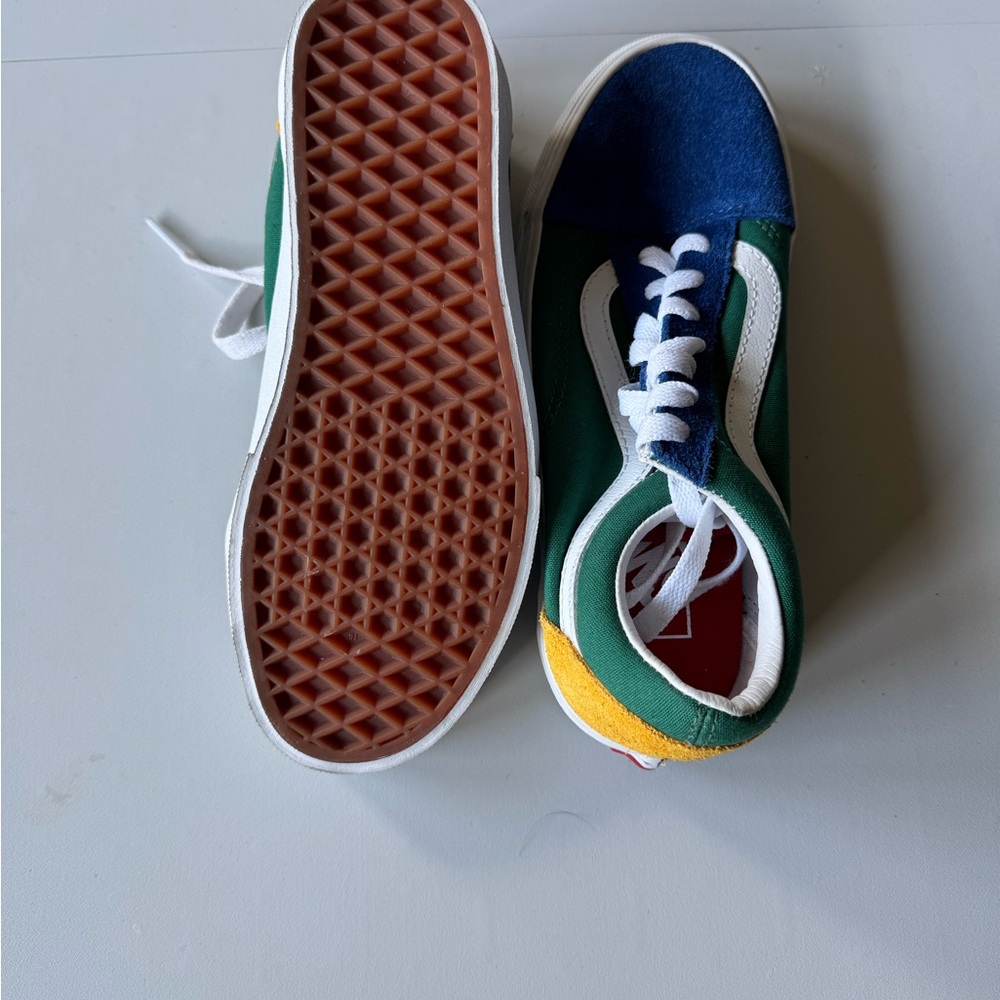 Vans Women’s Old Skool Colorblock Sneakers – Blue, Green, Red & Yellow, Size 6 - Picture 3 of 5